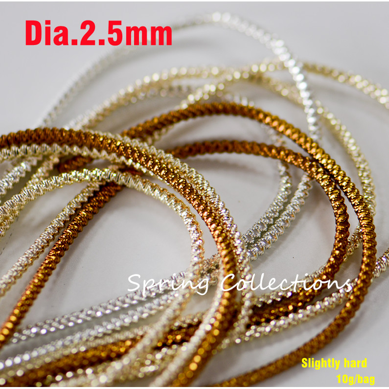 10g/lot 2.5mm silk bright hand Cross Stitch Embroidery thread french bullion wire Metal  Indian silk