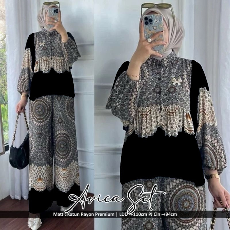 TERBARU AVICA SET RAYON LD 110 & LD 120 CELANA KULOT TANGAN BALON // ONE SET RAYON // SETELAN RAYON 