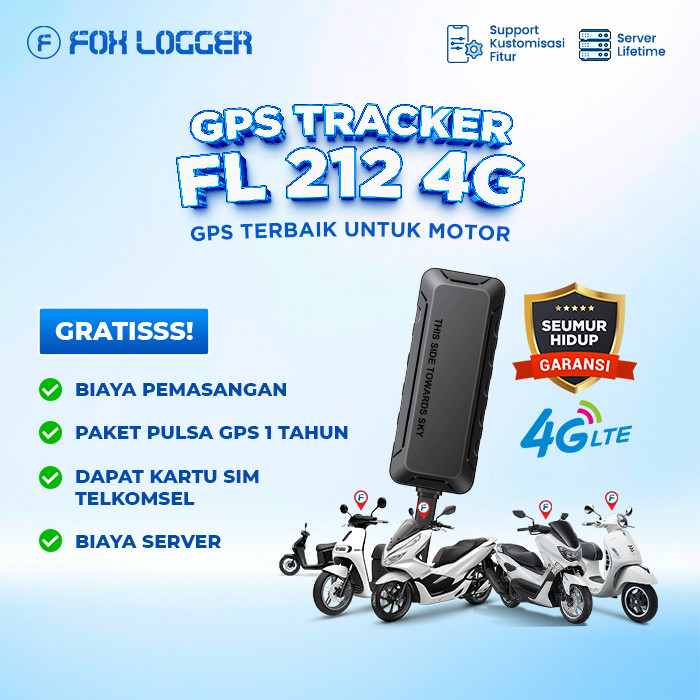 Fox Logger GPS Tracker Pelacak Motor FL-212 Pelacak Motor Anti Maling Free Pulsa 3 Bulan GARANSI SEL