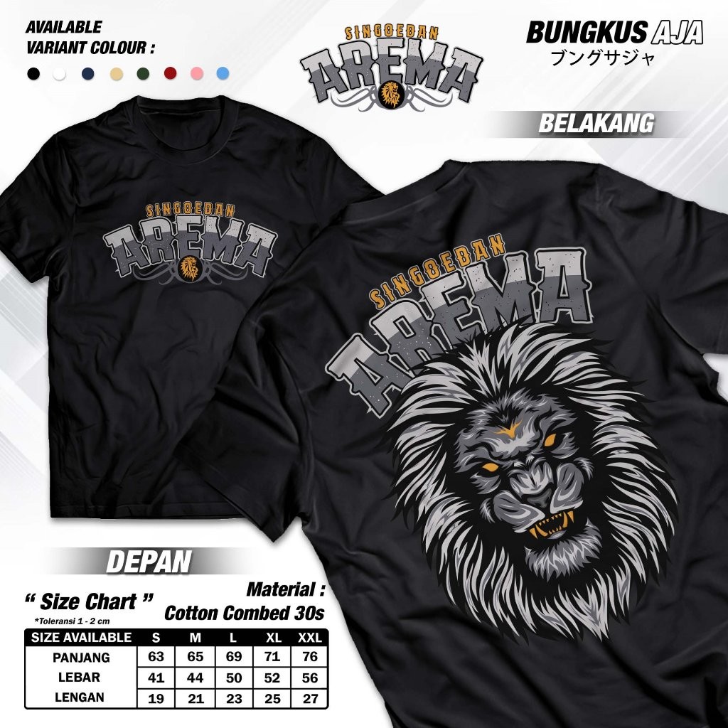 LuckyStore Kaos Arema Singoedan Malang Tshirt Supporter Bola Baju Distro Combed 24s