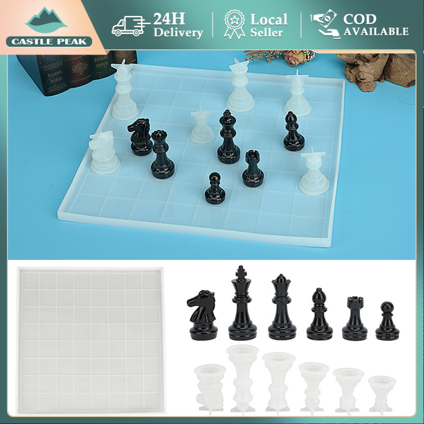 Cetakan Resin Silicone Mold Chess / Cetakan Resin Epoxy Craft DIY Catur 3D Silikon / Mini Shoap Ches