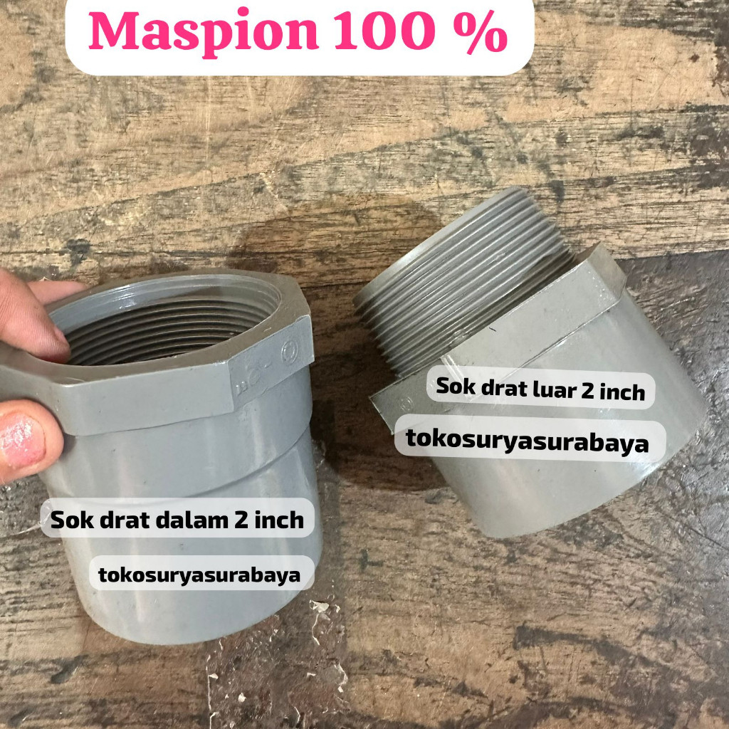 TERLARIS MASPION sok drat luar 2" sok drat dalam 2" sok drat luar 2 inch sok drat dalam 2 inch sok o