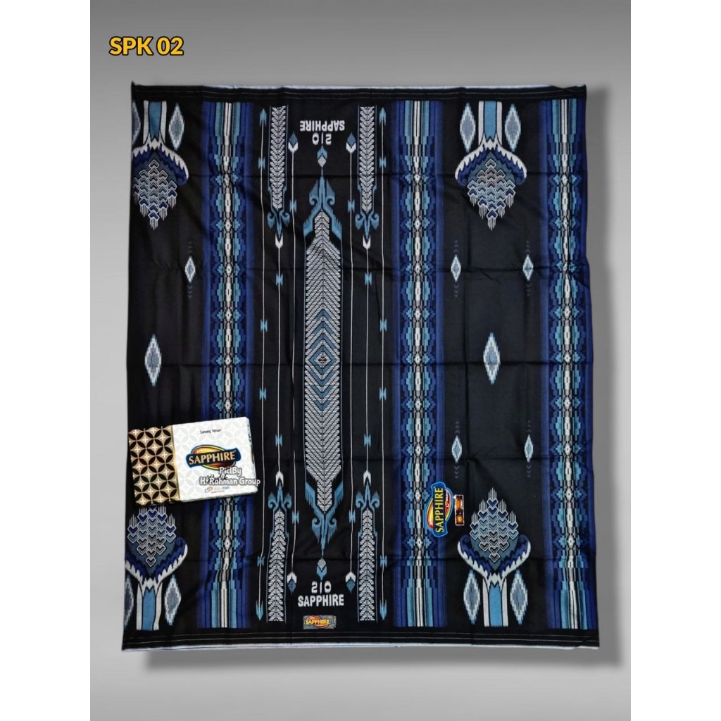 Sarung sapphire songket hitam kembang printing