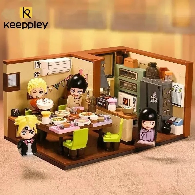 Keeppley Naruto Anime Surrounding Building Blocks Himawari Uzumaki's Birthday Assembly Model Childre