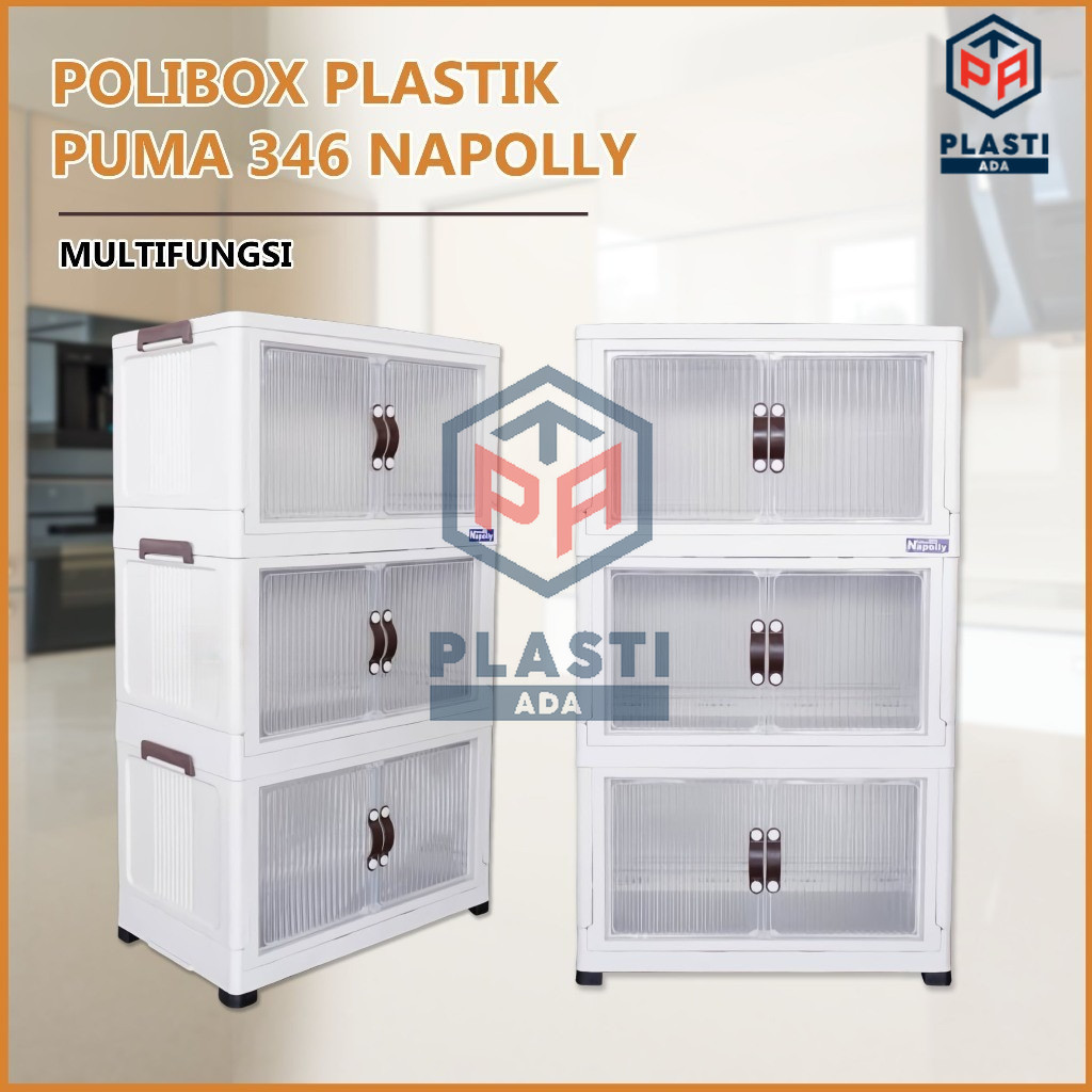 NAPOLLY POLIBOX 346 SUSUN 3 + RODA - Almari Plastik / Bok / Lemari Jumbo