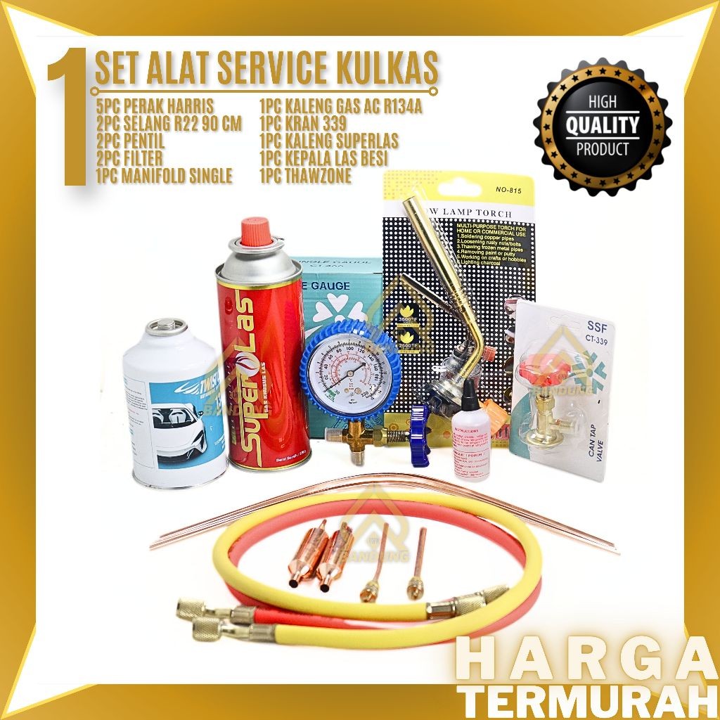 PAKET LENGKAP FREON KULKAS SET | PERLENGKAPAN ISI ULANG FREON COMPRESSOR FREEZER | PAKET ALAT SERVIC