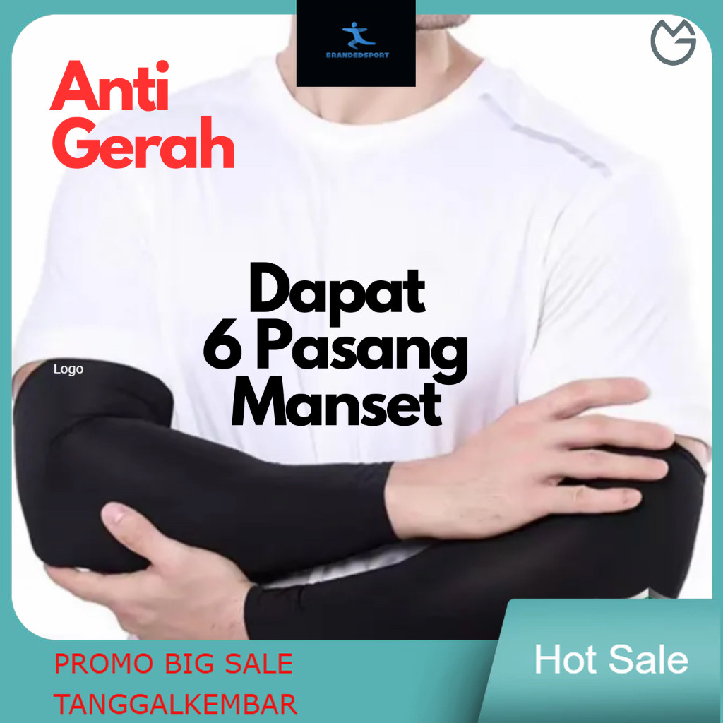 Isi 6 Manset Tangan Pria Wanita Emga MX1D Panjang Polos Pelindung Lengan Pendek Arm Sleeves Unisex M