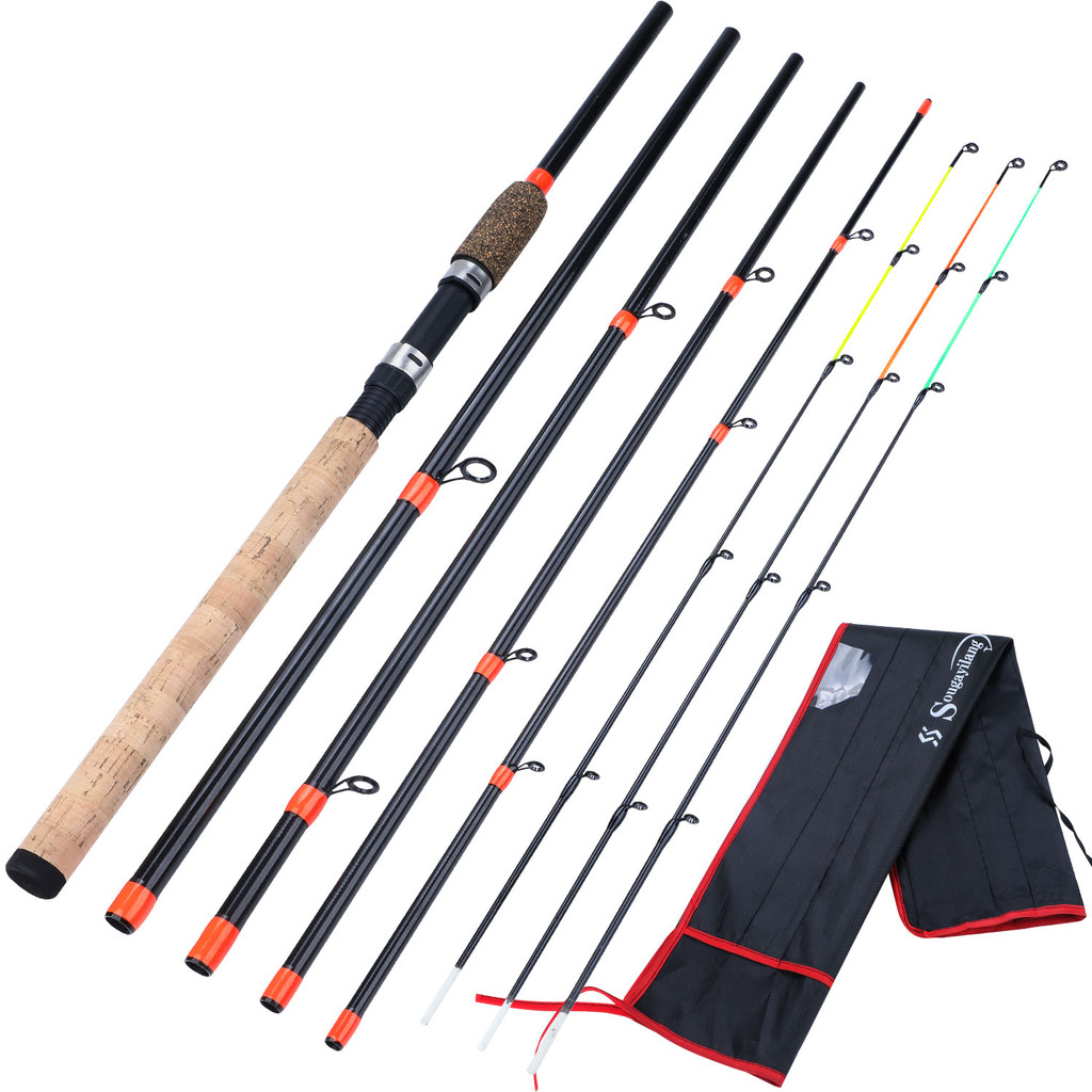 New Feeder Fishing Rod Lengthened Handle 6 Sections Fishing Rod L M H Power Carbon Fiber Travel Rod 