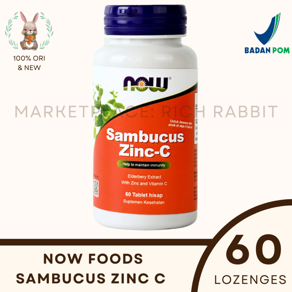 Now Foods Now Food Sambucus Zinc-C Vitamin Anak Immune Support Daya Tahan Tubuh Zinc C 60 Lozenges