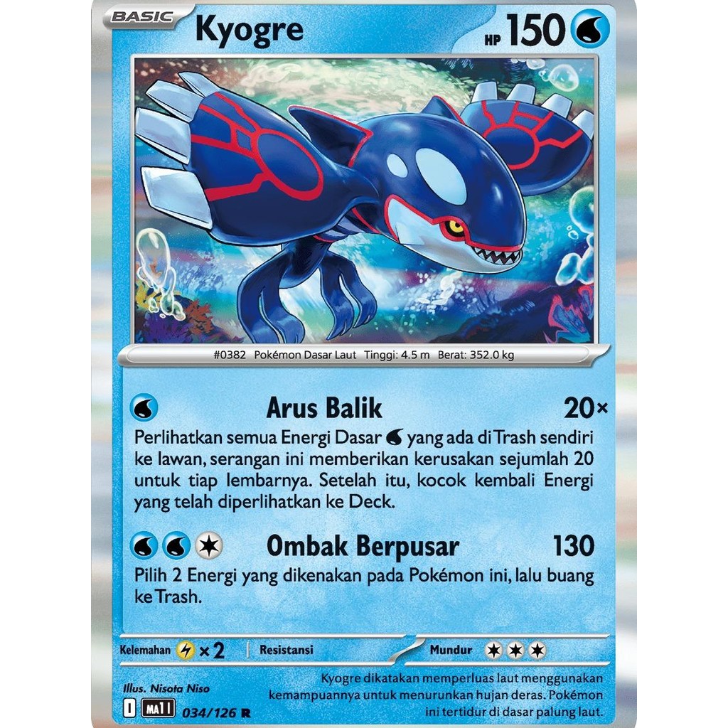 TCG KYOGRE 034/126 MA1 Evolusi Mega KARTU CARD POKEMON INDONESIA