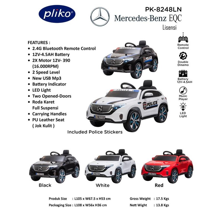 Mercedes Benz EQC Coupe PLIKO PK 8248 Mainan Anak Mobil Aki - BLACK