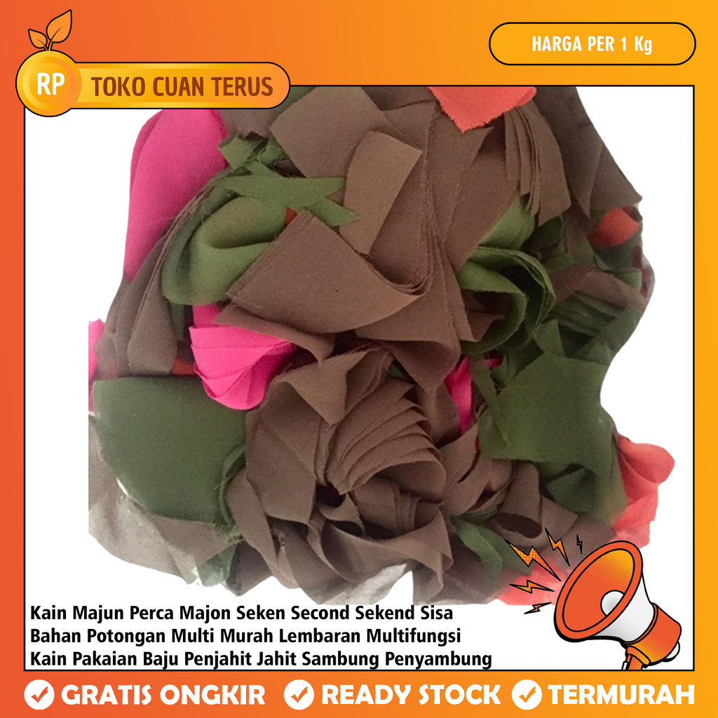 Kain Majun Perca 1kg Kilo Sisa Potongan Bahan Kaen Majon Siso Seken Second Sekend Multi Murah Lap Se