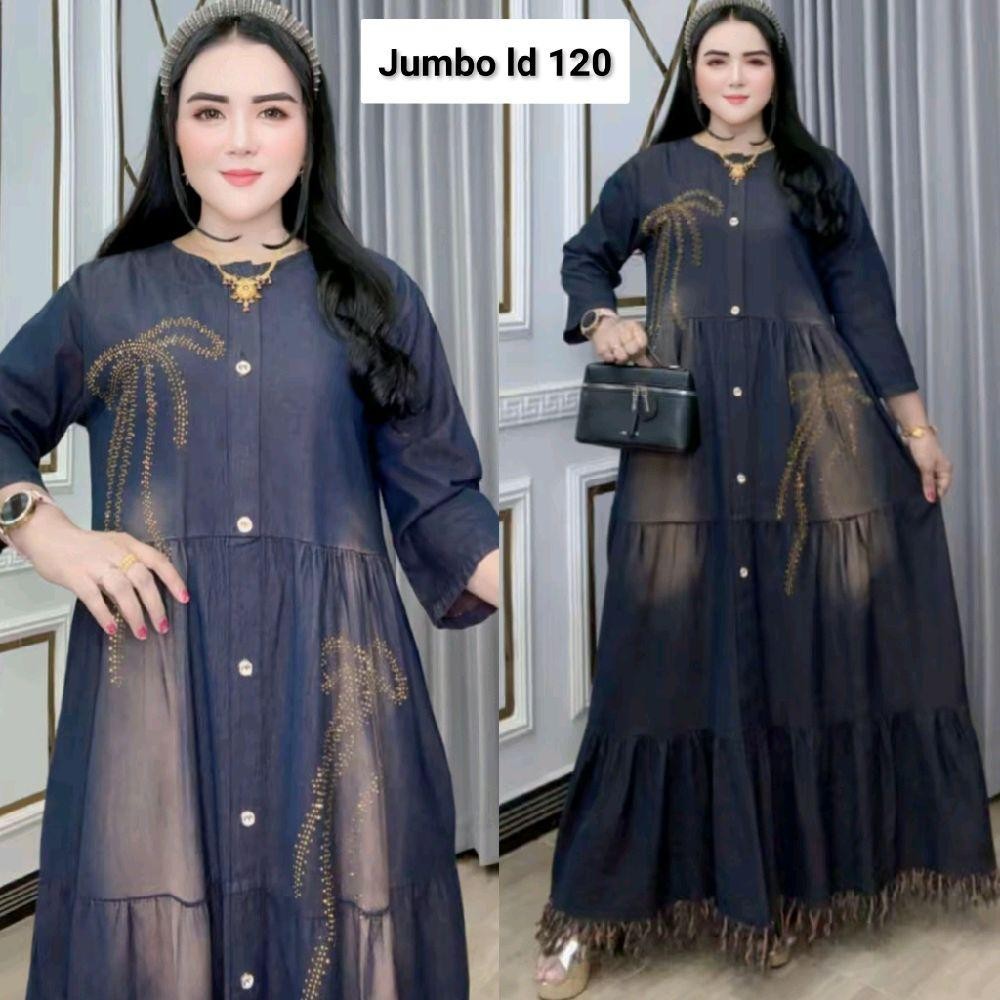 Gamis Jumbo Arin Bervariasi Semi Jeans LD 120 PB 138 Busui