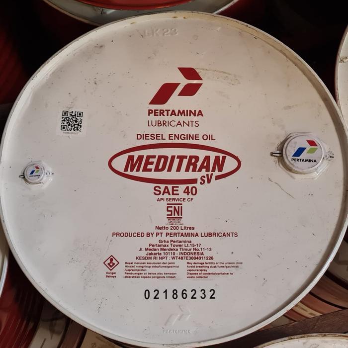 1 DRUM PERTAMINA OLI MEDITRAN SV SAE40 OLI MESIN ISI 200 LTR