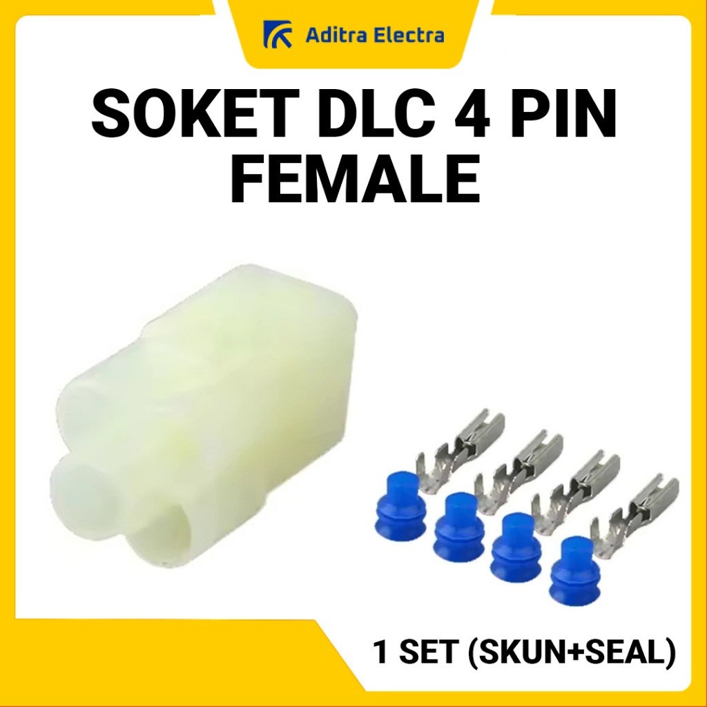 Soket DLC 4 Pin Female Putih 1 Set / Soket DLC Honda & Kawasaki Waterproof