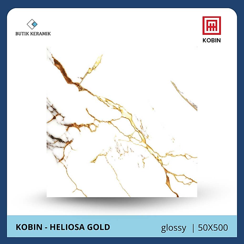 Keramik 50x50 Glossy | Kobin | Heliosa Gold | Glossy | Grade A / KW 1 | Keramik Lantai I Keramik Car