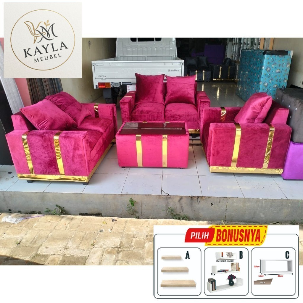 PROMO Sofa Minimalis LIST GOLD sofa warna pink