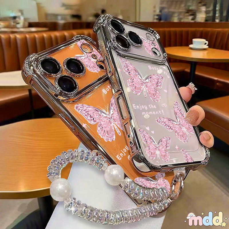 Pink Butterfly Casing HP Untuk OPPO A3S AX5 A54 A12E A38 A18 A31 4G 2020 A8 A1K A17 A16 A16S A15 A15