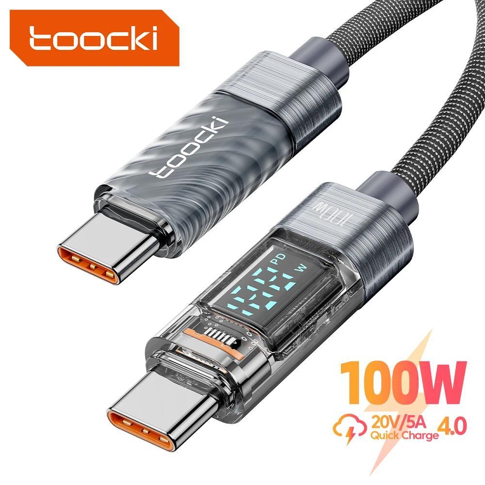 Toocki Type C to Type C Cable 100W PD Fast arging arger USB C to USB C splay Cable for Macbook Samsu