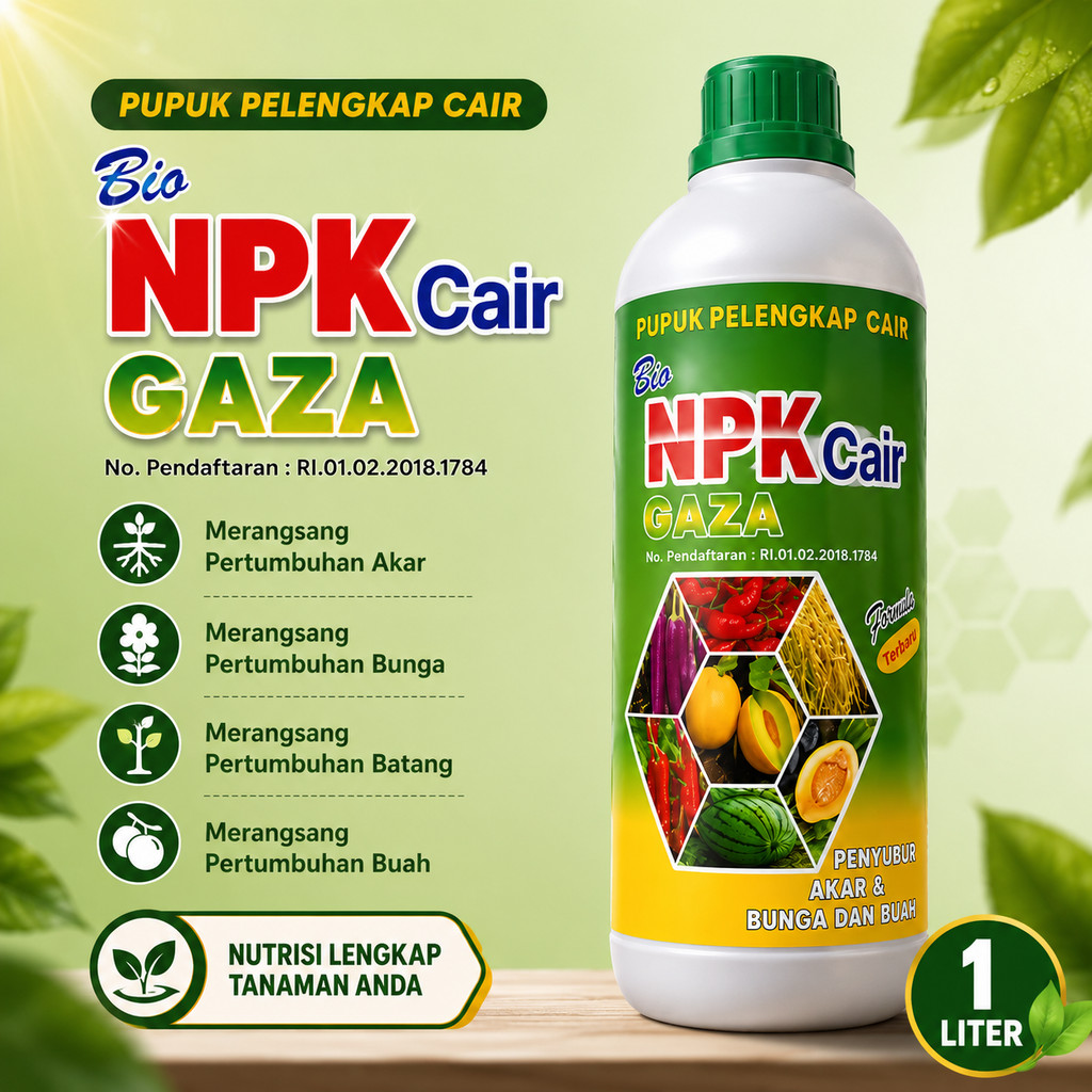 Pupuk Pelengkap Cair Bio NPK Cair GAZA 1 Liter