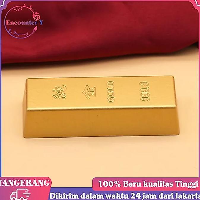 YUTUSAKA Emas Batangan Palsu Batangan Emas Logam Emas Batang Mainan Hiasan Gold Bar Simulasi