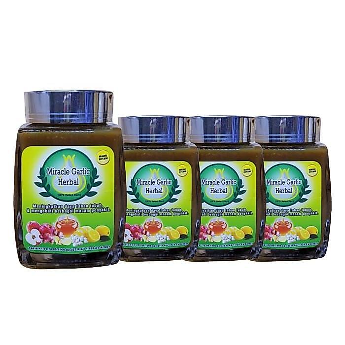 Terlaris 4 Botol Miracle Garlic Herbal Madu Hitam _ Miracle Herbal Jantung