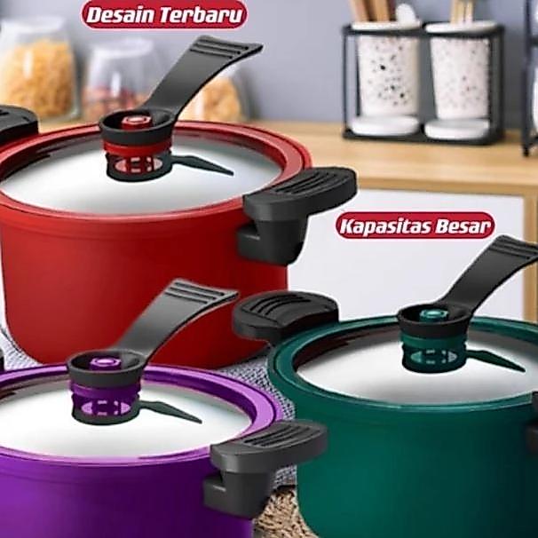 Cs - Panci Presto Teflon 3.5L Anti Lengket Ceramic Coating Induk Kompor Warna Hijau Merah Ungu