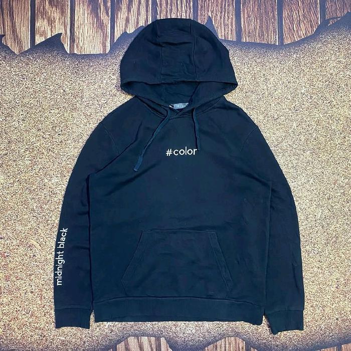 pullover hoodie hitam FRJ JEANS COLOUR jemoer pria tapped lengan casual muraj bagus size XL