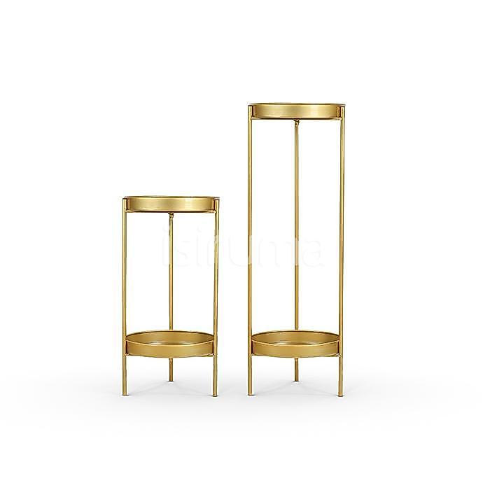 Pot Bunga 2 Susun Rak Besi Tanaman Hias GLEE STANDING POT - Isiruma - New Gold