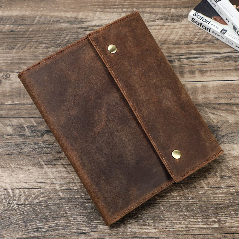 

Genuine Leather A5/B5 Notebook Cover with Pen Slot for IPad Mini Multiple Card Slots Handmade Stationery School Office Supplies