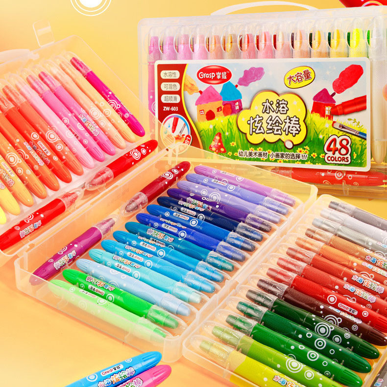 

Silky Crayon Set Crayon Anak 12/24/36/48 Warna Pensil Warna Anak Mudah Dibersihkan Aman Crayon