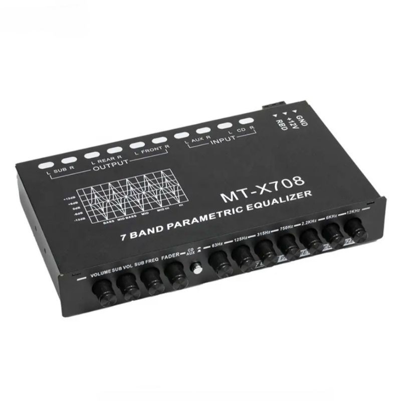 KATLENSHOP MT-X708 Tone Control Parametrik Parametric 7 Band Equalizer Plus Subwoofer