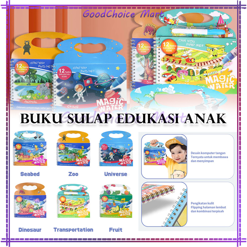 

Magic Water Book/Buku Gambar Air Ajaib Anak/Mewarnai Edukasi Anak Buku Gambar Ajaib Anak