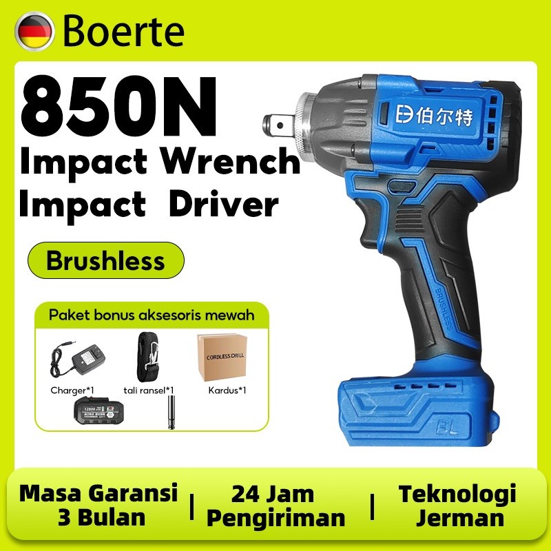 TERLARISKepu/Bolt Impact Wrench Impact Driver Brushless 600/720/850N Impact Baterai Air Jumbo Cordle