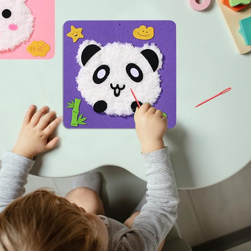 

Punch Embroidery Kit Embroidery Punch With Pattern 6 Set Needle Kit Educational Kids Embroidery Kit Beginner Art Crafts Kit Easy