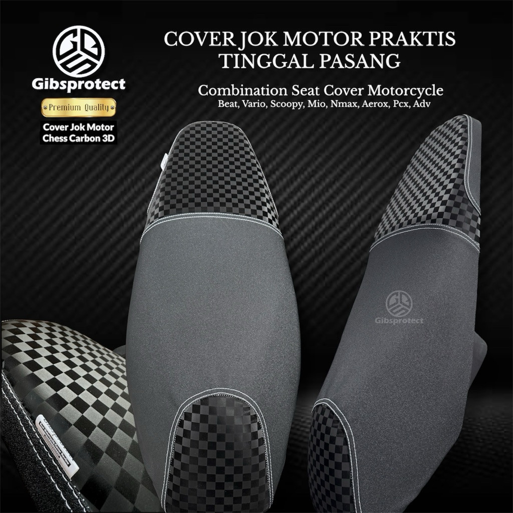 GARDESHOP.ID Sarung Jok Motor Karbon Kombinasi Amplas Kasar Kulit Sintetis Beat Vario Nmax Scoopy Pc