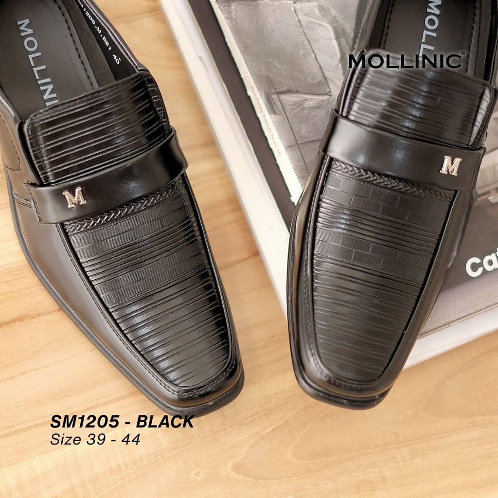 MOLLINIC Max Formal Shoes - Sepatu Pantofel Lancip Pria Ringan Casual Kantor Full Black [SM.1205.M]