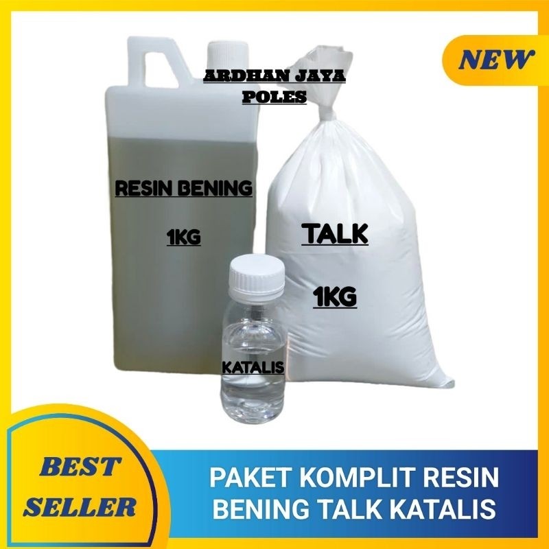 TERLARISPaket Lengkap Resin Bening Katalis Talk Powder Penambal Nat Marmer