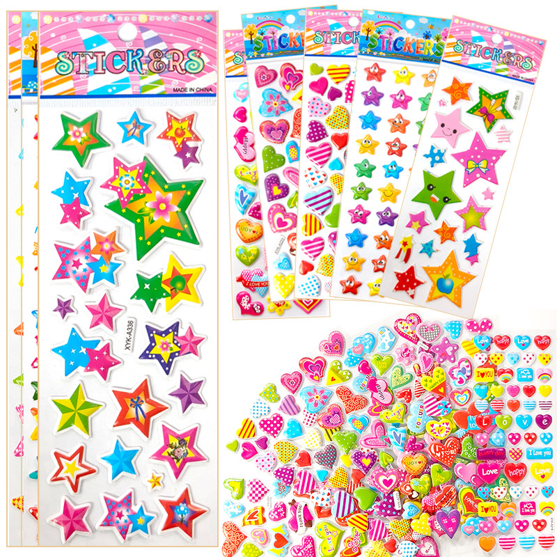 

Random Heart Star Style Stickers 6/12 Sheets 3D Puffy Reward Sticker Notebook Decoration Birthday Festival Gift for Girl Boy ZYF