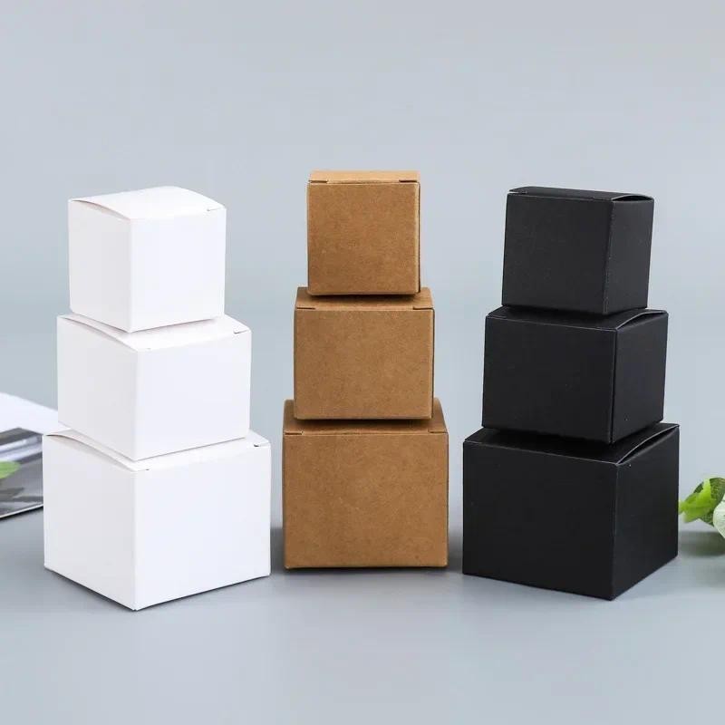 

20/50pcs kraft paper packaging box Black/White/Kraft Paper Square Candy Box Wedding Party Favor Gift Box black box