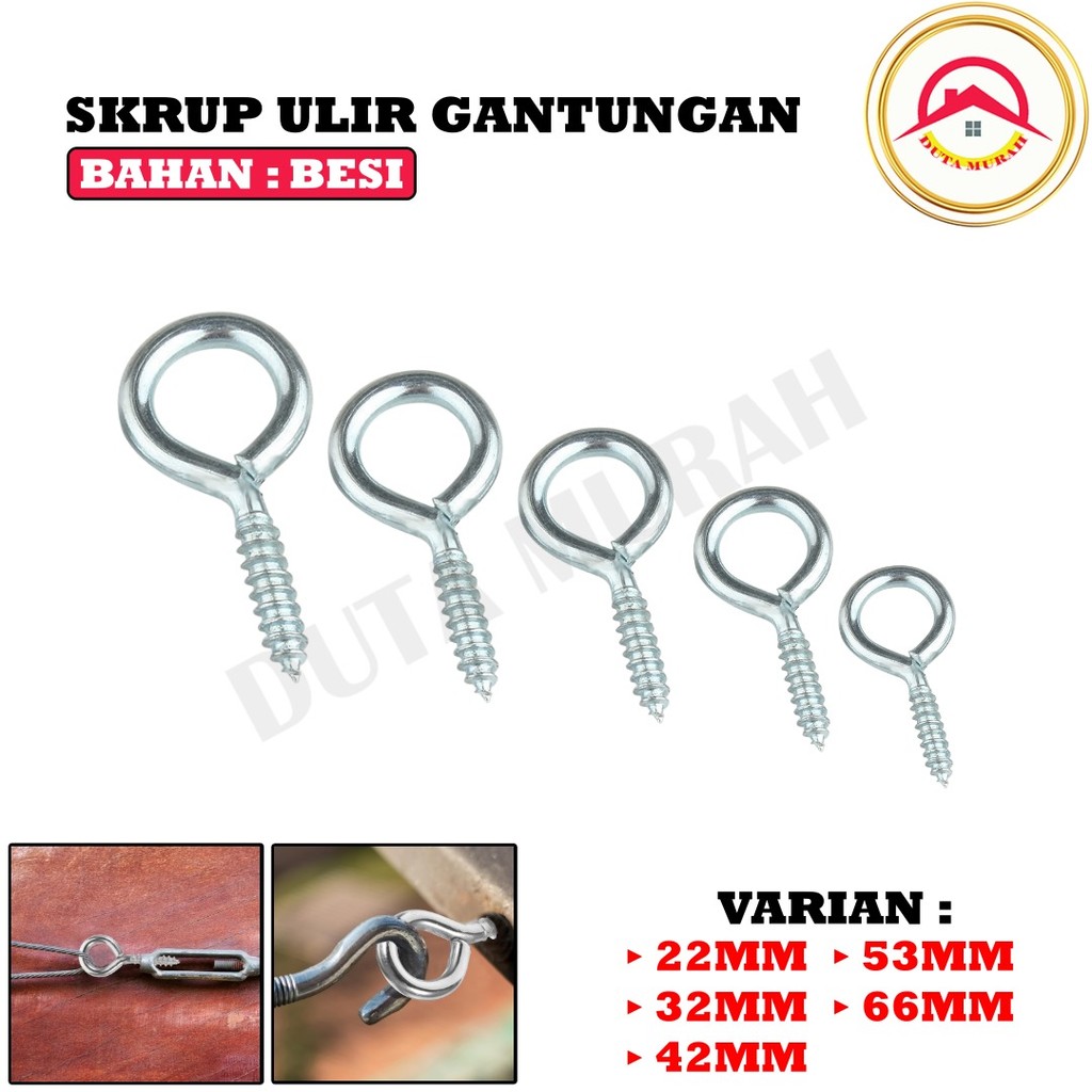 Sekrup Gantungan Kunci Skrup Ulir Baut Gantung Besi  Screw Hook