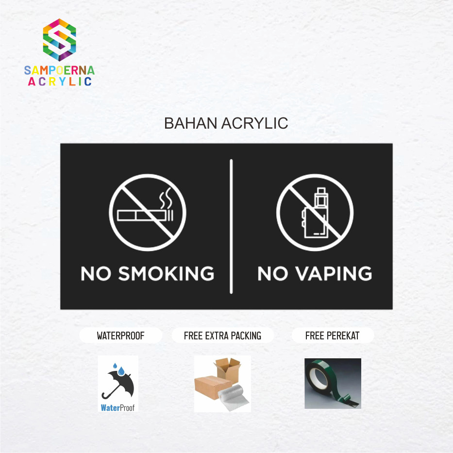 

No Sm0king No V4ping Sign Board Akrilik Print Signage Acrylic Petunjuk Ruangan