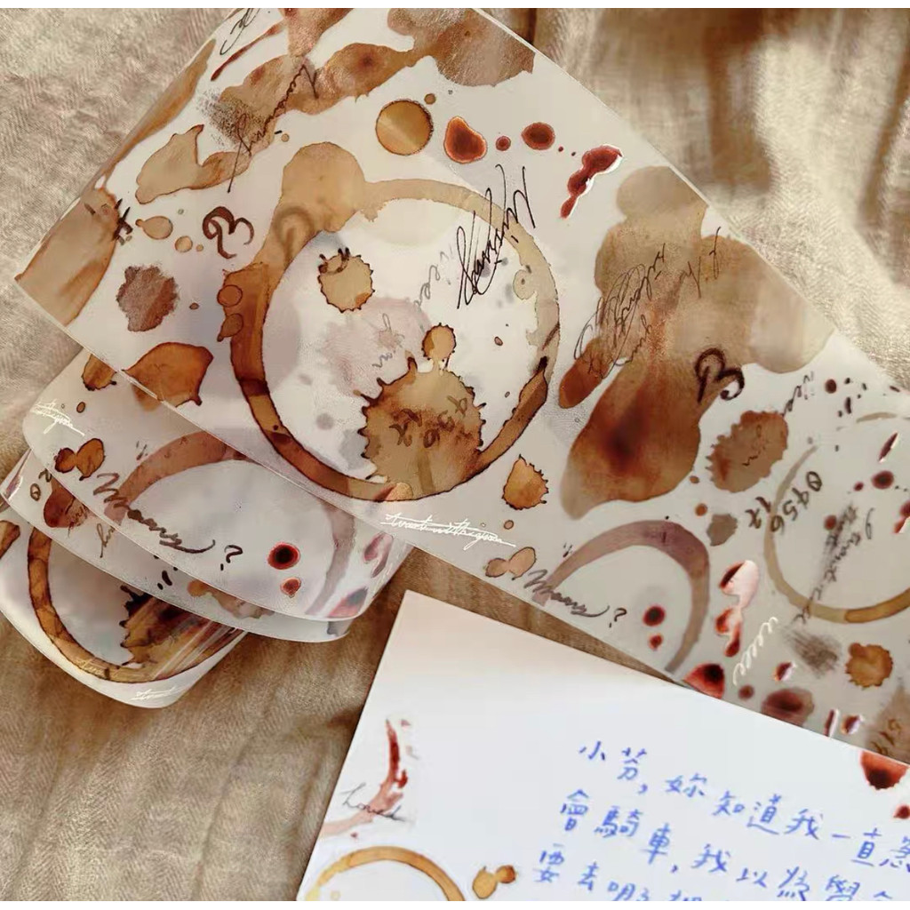 

Shiwu Studio Love Cocoa Coffee Stain Washi PET Tape for Card Making DIY Scrapbooking Decorative Sticker