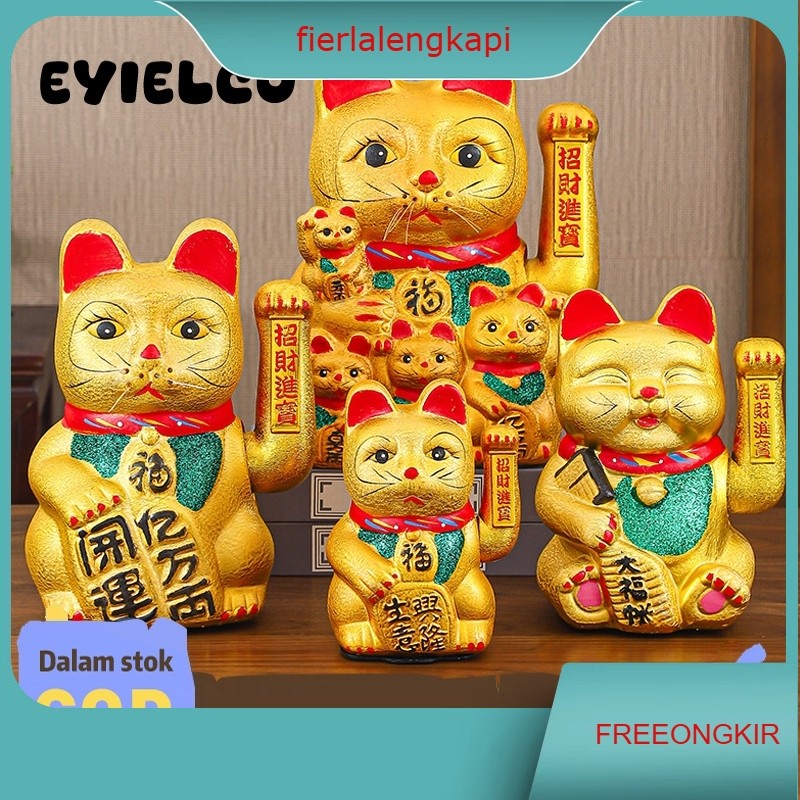 Maneki Neko Emas Gerak Tangan Elektrik - Patung Kucing Pembawa Rezeki Ukuran Besar, Hadiah Peresmian