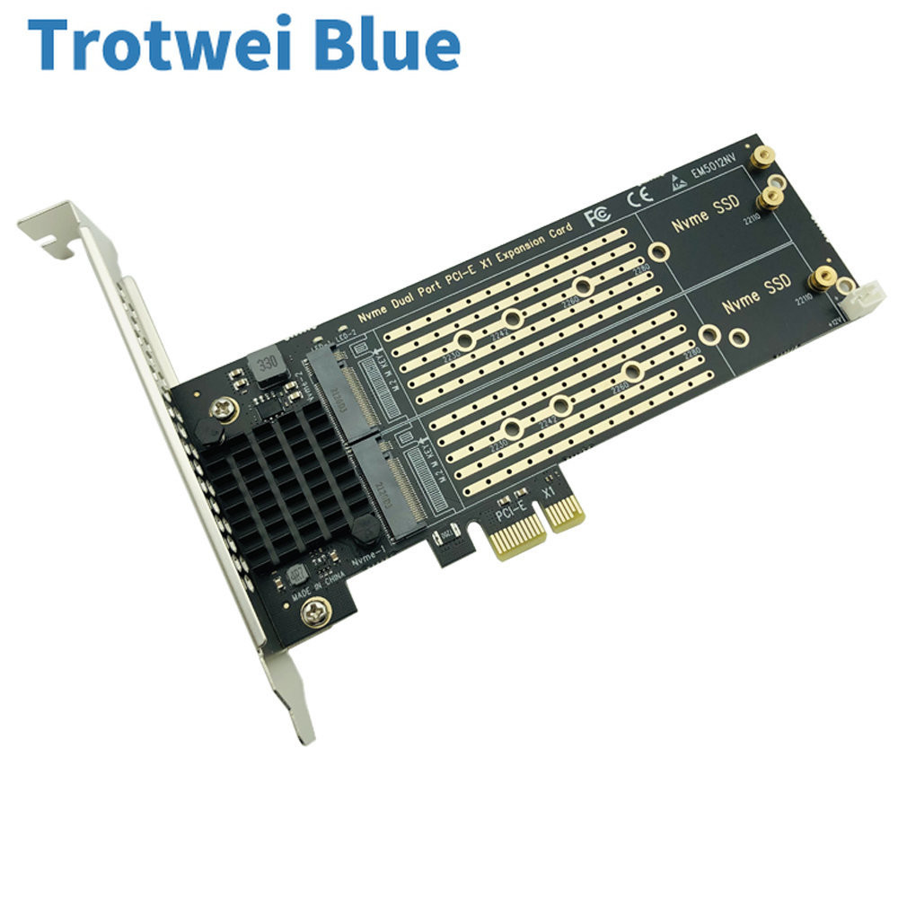 PCIe to M.2 NVMe adapter card Dual NVMe SSD support with PCIe X1 expansion card