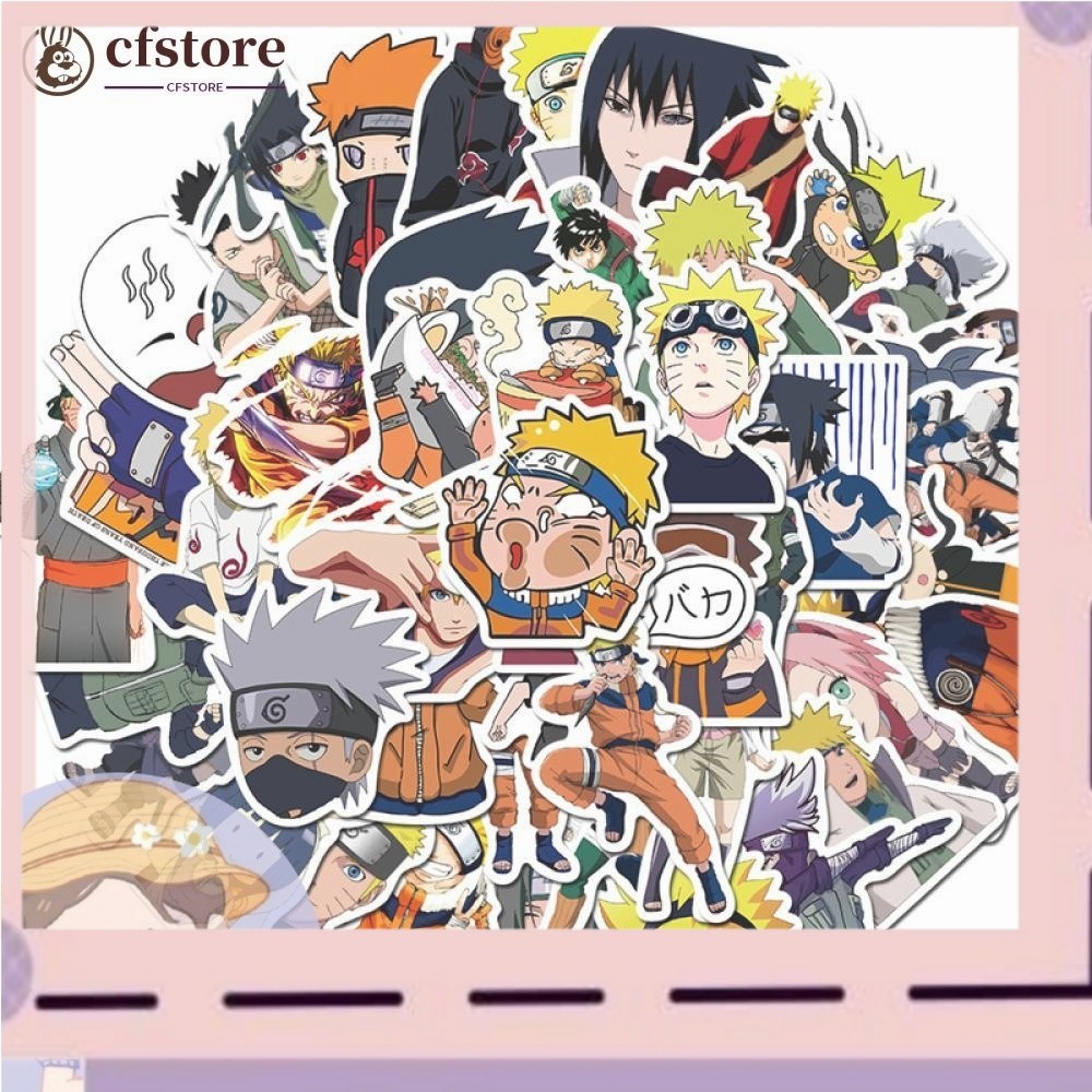 

PROMOPROMOCfstore 50pcs / Pak Stiker Motif Kartun Anime Naruto Anti Air Untuk Skateboard / Koper / Laptop / Sepeda
