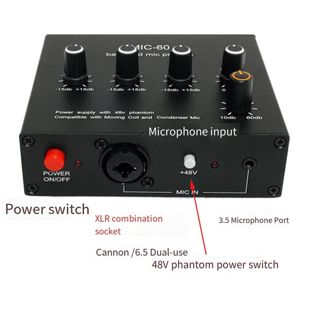 M85K New Balanced Dynamic Microphone Amplifier Music Audio Amplifier MIC-60 with 48V Phantom Power w
