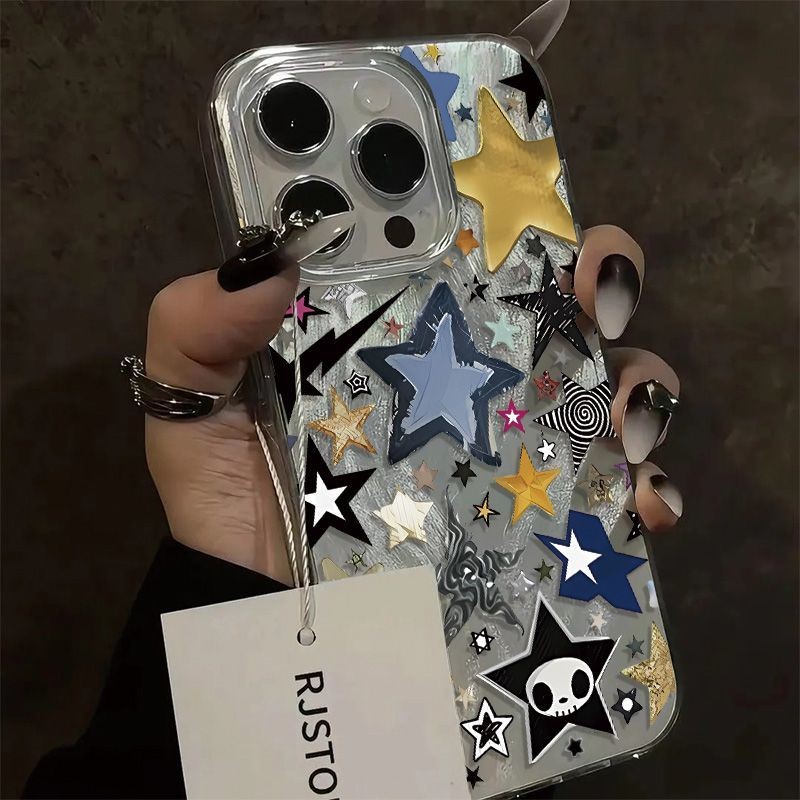Bintang berwarna -warni Kepala tengkorak Untuk Case iPhone 13 12 case iphone 11 pro max 12 14 15 Cas