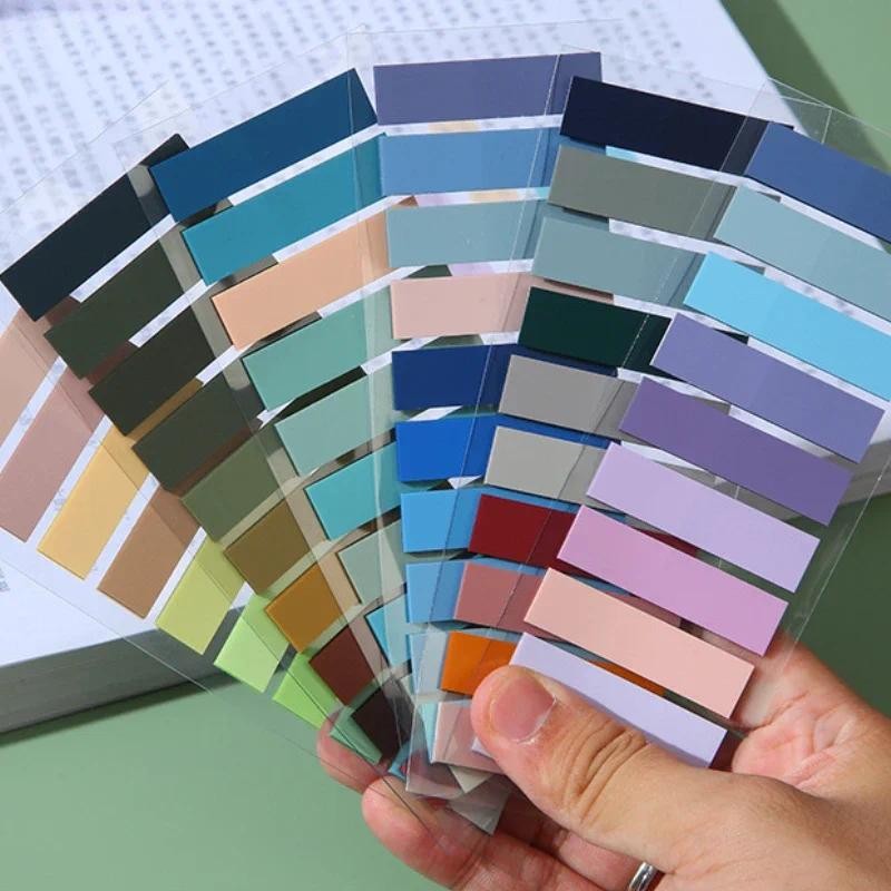 

200Pcs Morandi Color Translucent PET Index Stickers Color Classify Bookmarks Stationery Memo Pad Notebook Key Mark Sticky Notes