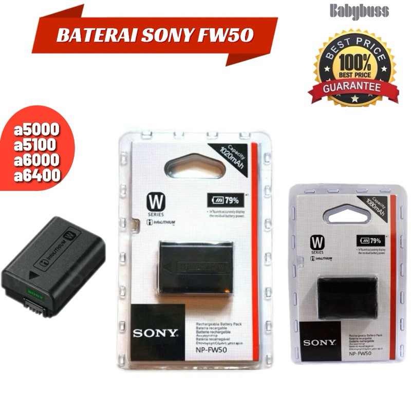 lensa_abadi Baterai kamera sony FW50 A7, A7 Mark II, A7S, A7S Mark II, A7R, A7R Mark II, A3500, A600